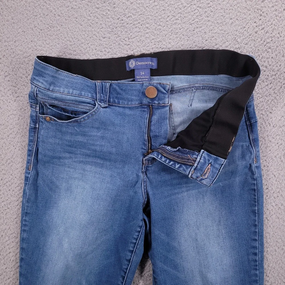 DEMOCRACY Jeans Size 14 Skinny Ankle Mid Rise Medium Wash Stretch Denim
